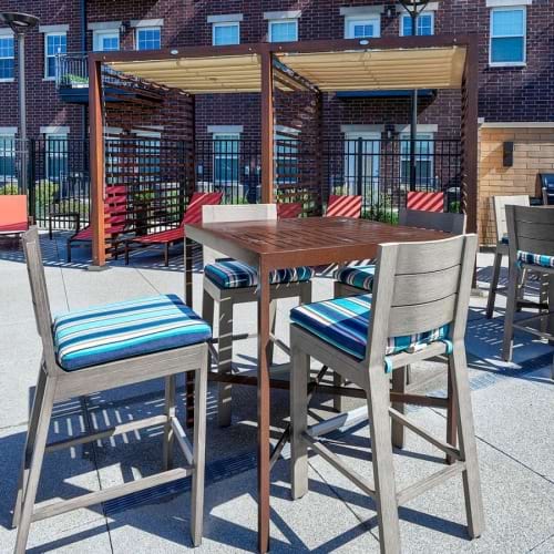 a table and chairs outside